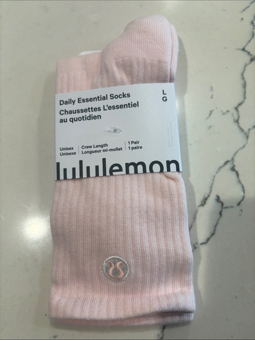 lululemon athletica Daily Essential Crew Socks in Pink Arctic Sz Large NWT